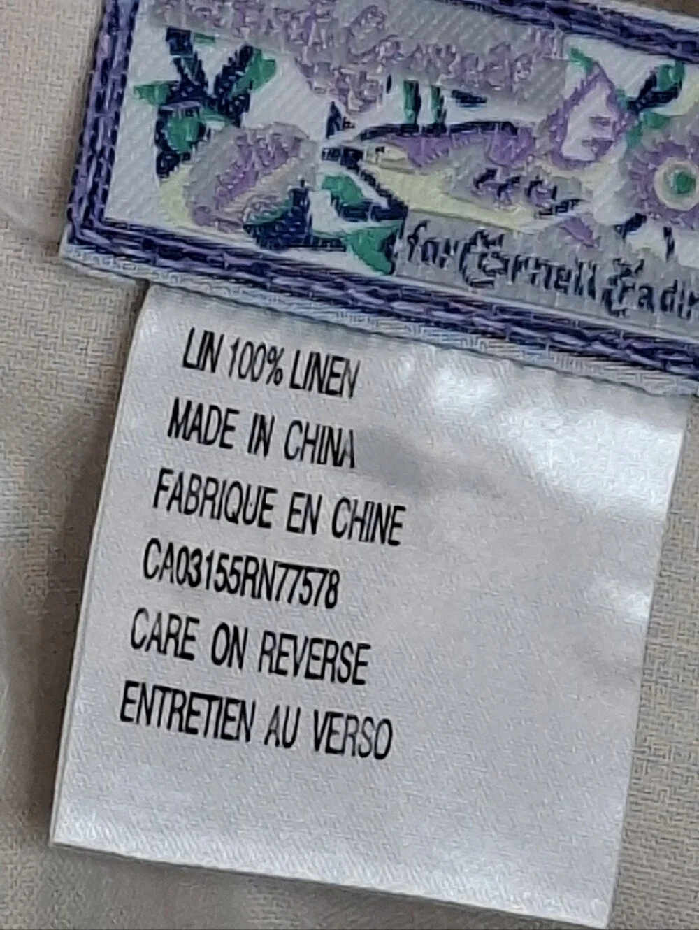 April Cornell Linen Table Runner Embroidery